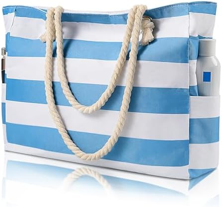 Pleneal Beach Bags For Women - Large Beach Bags with Zipper Waterproof Sandproof Swim Pool Beach ... | Amazon (US)