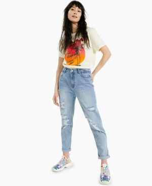 Vanilla Star Juniors' Ripped Mom Jeans | Macys (US)