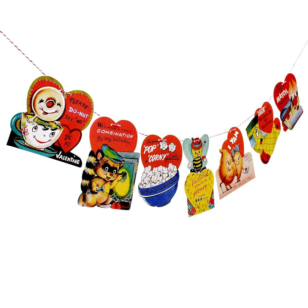 Vintage Valentine Card Garland, double sided photo reproductions, made in USA, best quality | Amazon (US)
