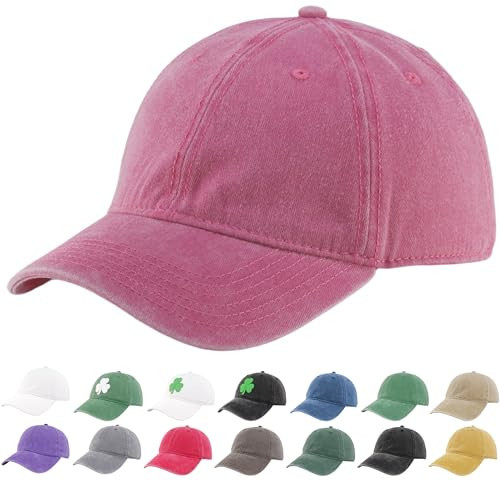 KFQHBQ Washed Cotton Unstructured Hot Pink Red Baseball Cap for Men Women Retro Classic Gift Golf Dad Hats | Amazon (US)
