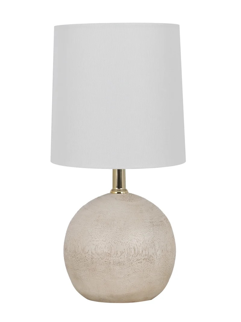 Mainstays 12.75 Inch White Ball Table Lamp with White Linen Shade | Walmart (US)