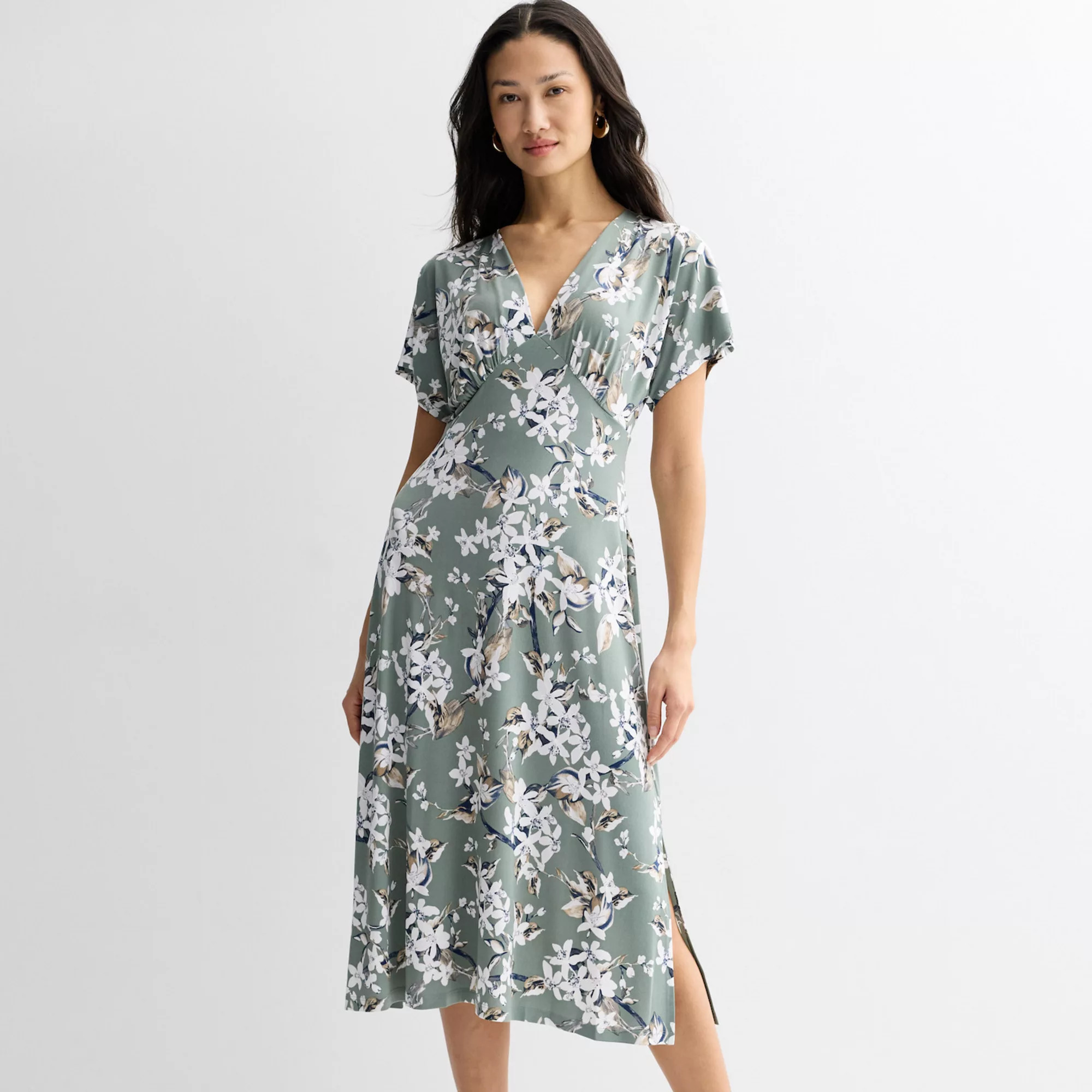Women's Connected Apparel Printed Cap Sleeve V-Neck Dress | Kohl's
