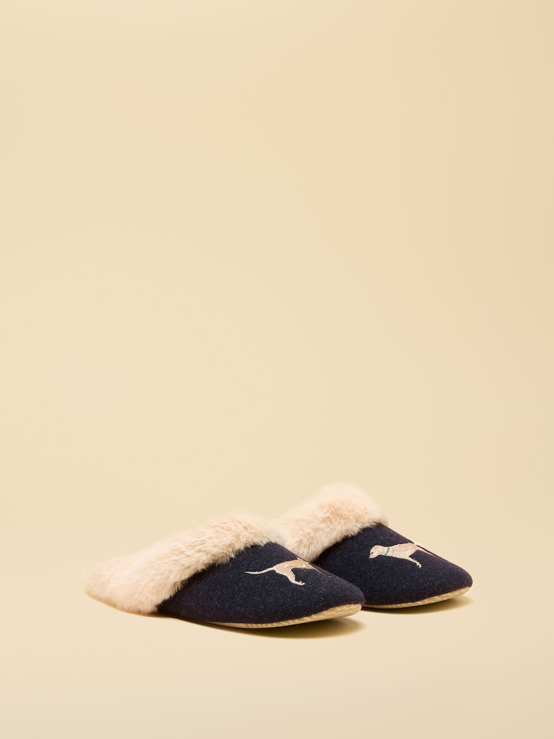 Slippet Luxe Navy Dog Slippers | Joules | Joules