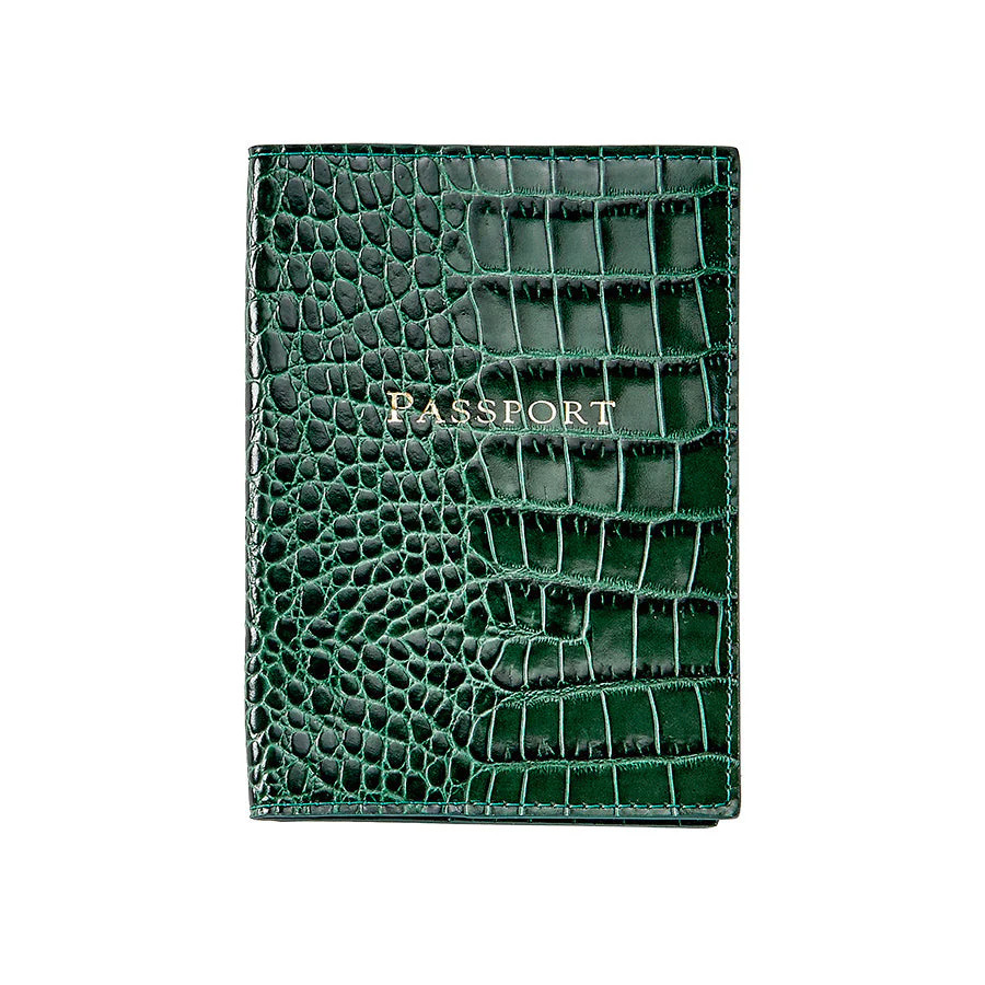 Passport Holder in Crocodile Embossed Leather | Over The Moon