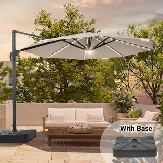 Sonkuki 11 ft. Round Solar LED Aluminum 360-Degree Rotation Cantilever Offset Outdoor Patio Umbre... | The Home Depot