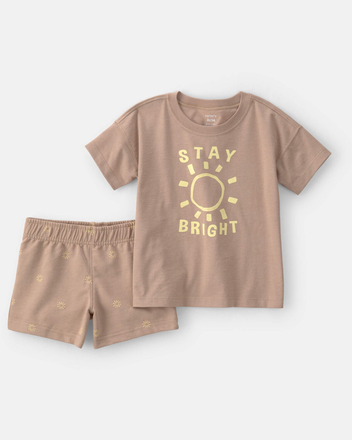 Toddler Boy 2-Piece 'Stay Bright' Top & Short Set - Brown | Carter's Inc