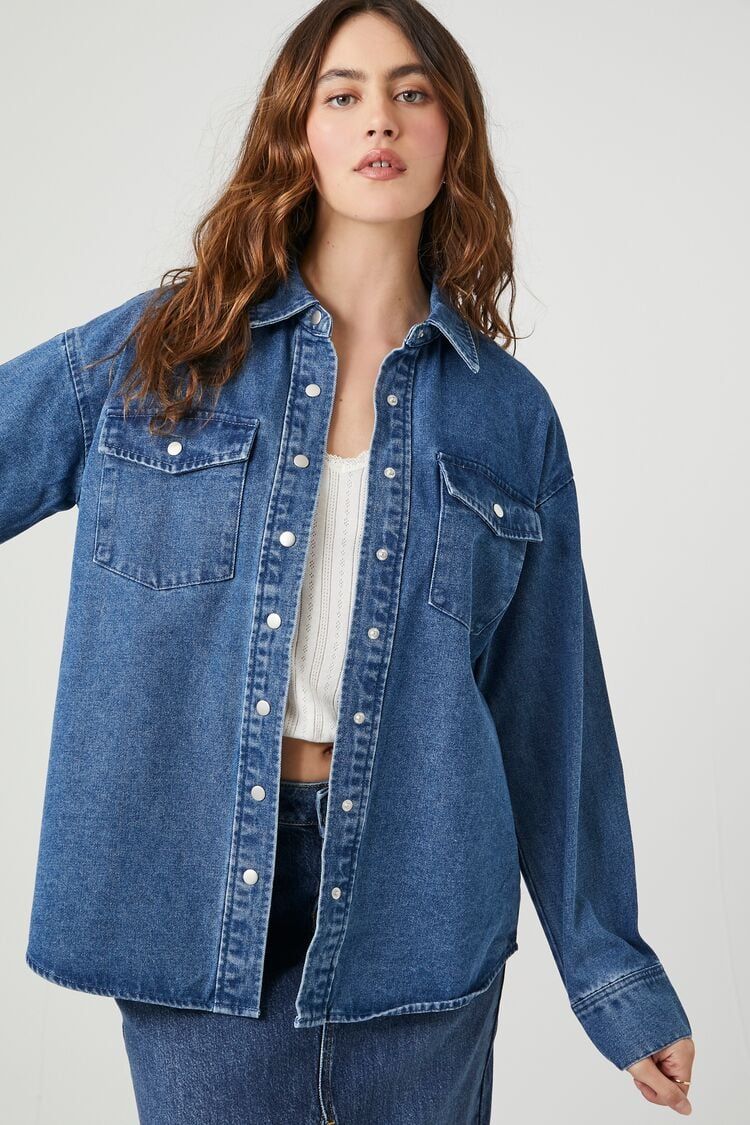 Denim Snap-Button Shirt | Forever 21