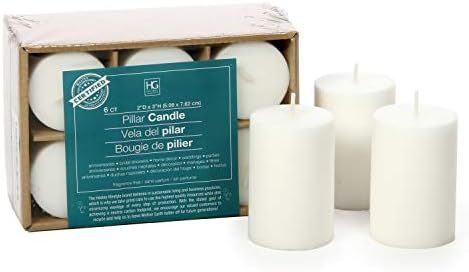 Amazon.com: Hosley 2x3" High Pillar Candles, Set of 6. White, Unscented. Bulk Buy. Ideal for Wedding | Amazon (US)