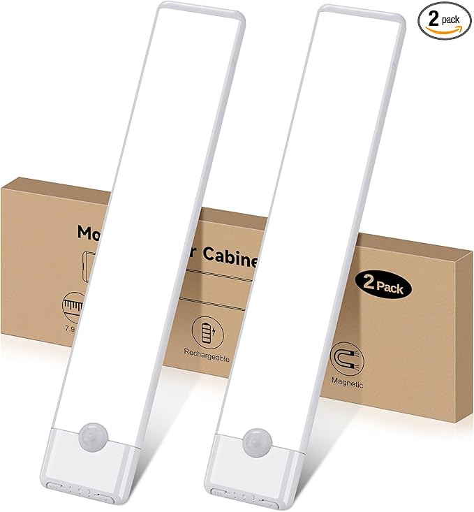 Motion Sensor Under Cabinet Lights, Magnetic Rechargeable Under Counter Closet Light, Wireless Ni... | Amazon (US)
