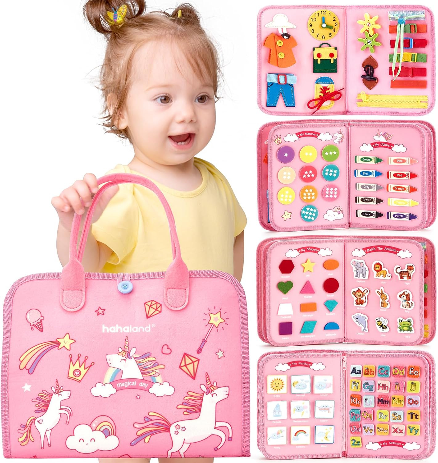 hahaland Toddler Busy Board Montessori Toys for 3 Year Old Girl Gifts Preschool Educational Learn... | Amazon (US)