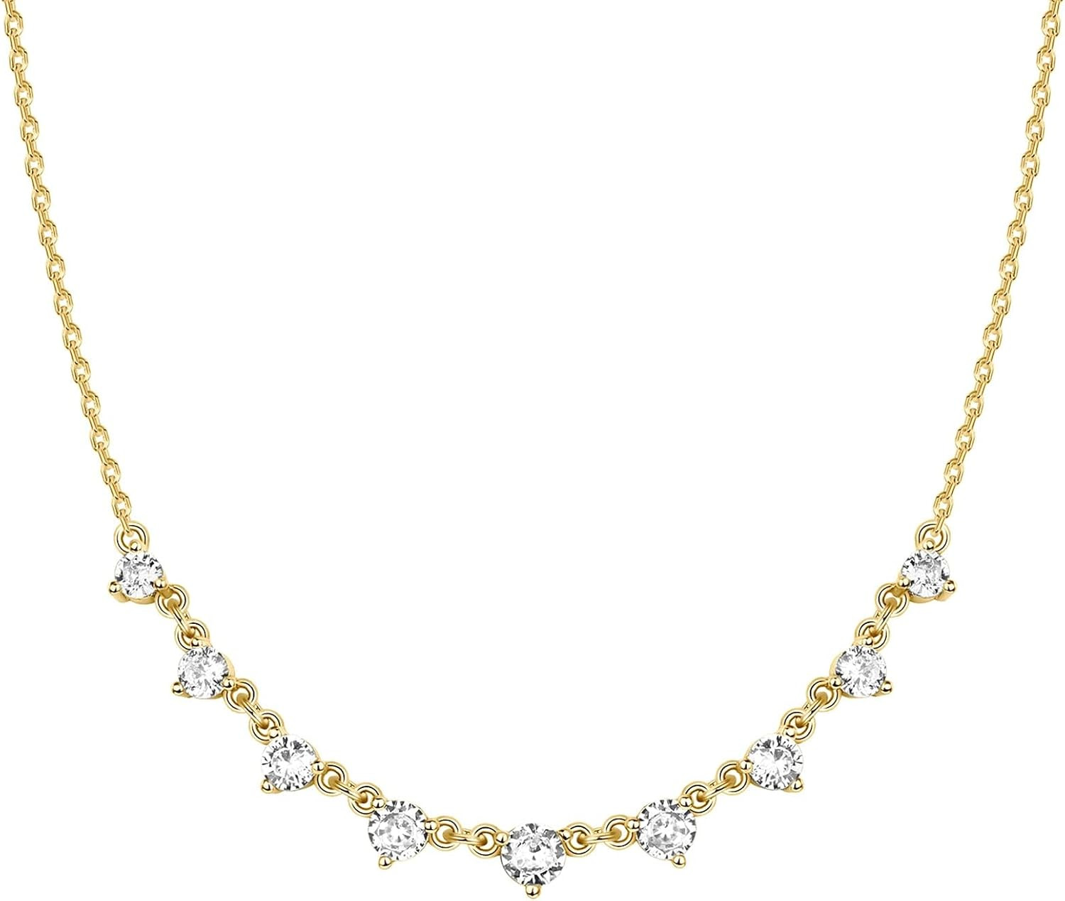 PAVOI 14K Gold Plated Station Necklace | Simulated Diamond BTY Necklace | Womens CZ Chain Necklac... | Amazon (US)