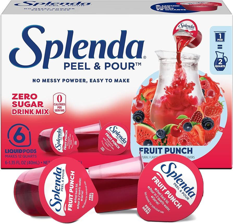Splenda Peel and Pour Zero Calorie Drink Mix, Naturally Flavored Sugar Free Concentrate, 6 Multi ... | Amazon (US)