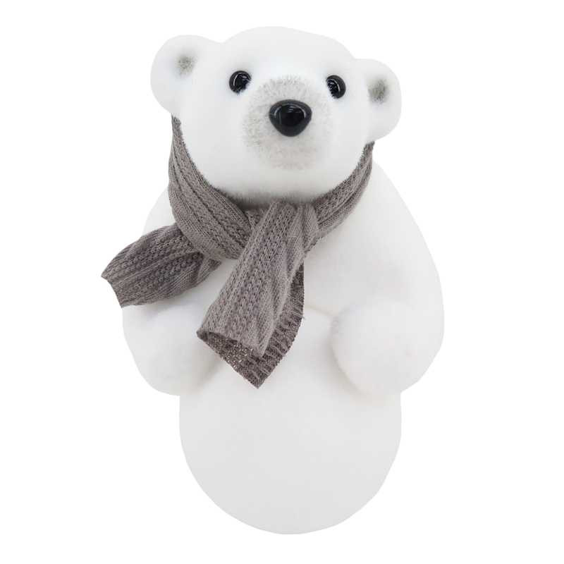 White Flocked Bear, 10" | At Home