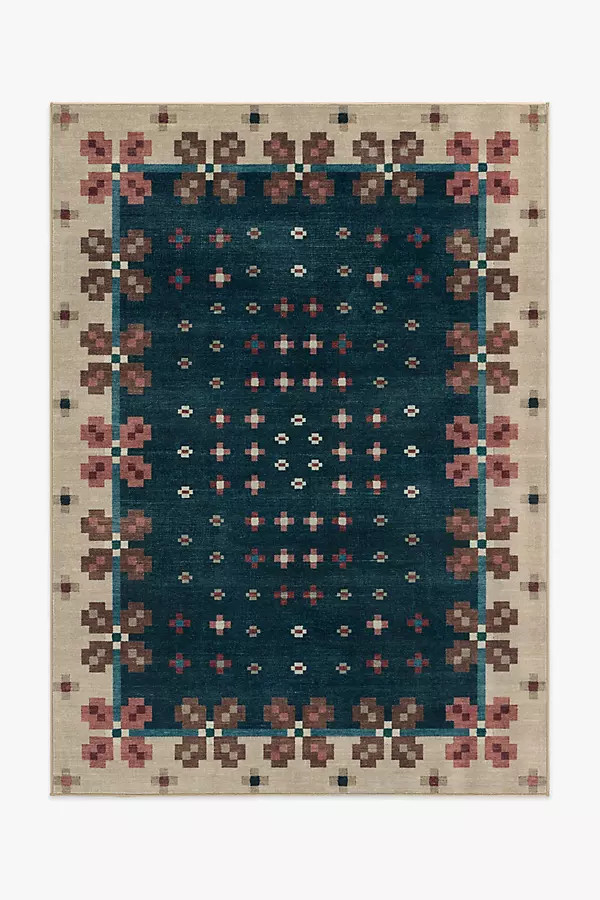 Washable Scandi-Floral Clove Rug | Anthropologie (US)