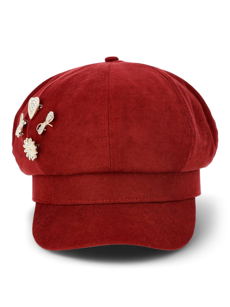 No Boundaries Baker Hat with Charms, Women's, Wine - Walmart.com | Walmart (US)