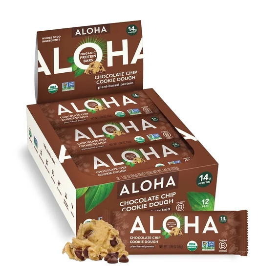 ALOHA Organic Chocolate Chip Cookie Dough, Protein Bars - 12 Pack | Walmart (US)