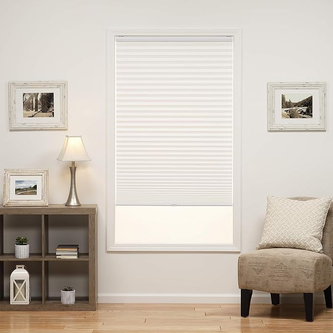 DEZ Furnishings QDWT460480 Cordless Light Filtering Pleated Shade, 46W x 48L Inches, White | Amazon (US)