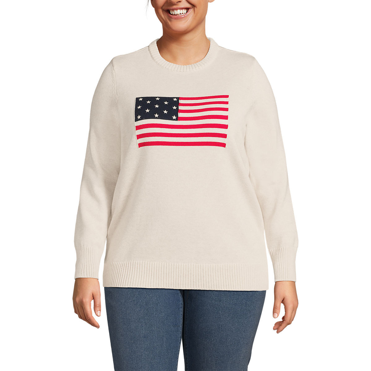 Women's Plus Size Drifter Crew Neck Pattern Sweater | Lands' End (US)