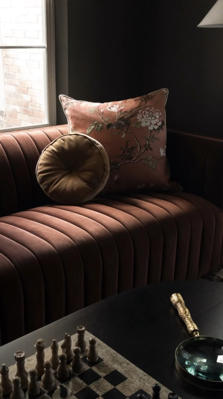 Some glimpses into our Woodlands project // loving the rich colors, textures, & details we added to this space!

media room inspo, home design inspo, front room inspo, living room inspo, moody room, moody home inspiration, modern home design, pillow, floral pillow, velvet pillow, velvet couch, couch inspo, couch styling, coffee table styling, shelf styling, home decor 

#LTKhome #LTKVideo #LTKstyletip