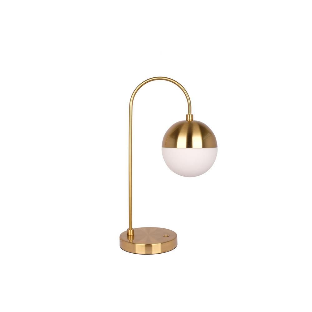 A TOUCH OF DESIGN Klara 20 in. Brass and Opal Glass Arched Table Lamp | The Home Depot