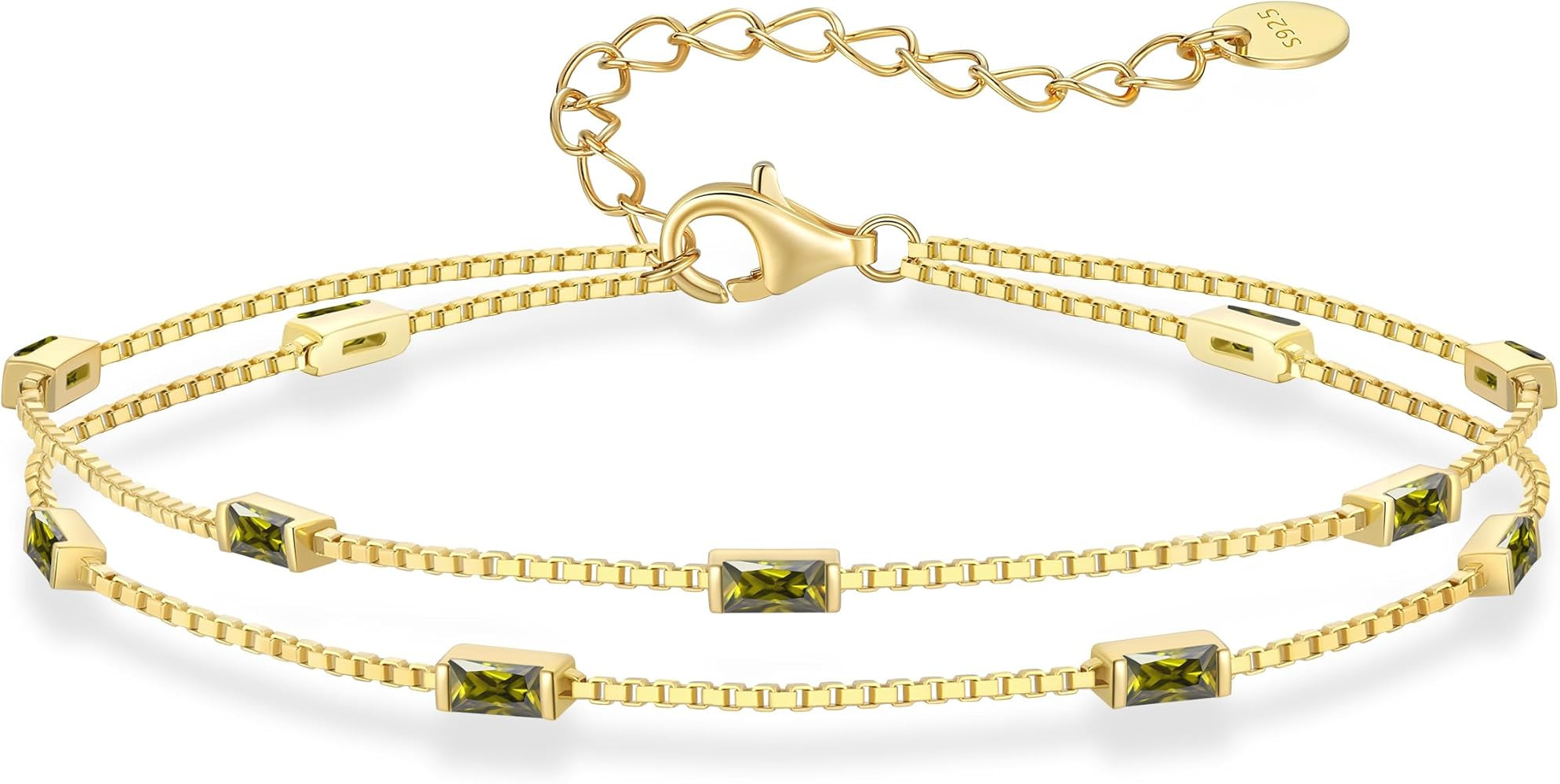 LOUISA SECRET Birthstone Bracelets for Women, 925 Sterling Silver Dainty Simple Women Charm Link ... | Amazon (US)