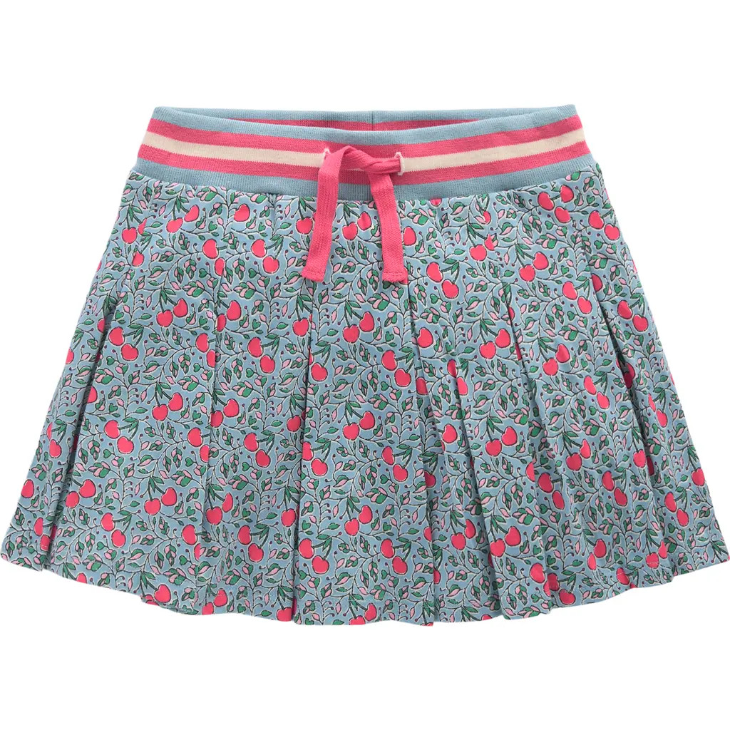 Mini Boden Kids' Pleated Cotton Jersey Skort in Blue Cherries at Nordstrom, Size 4-5 | Nordstrom