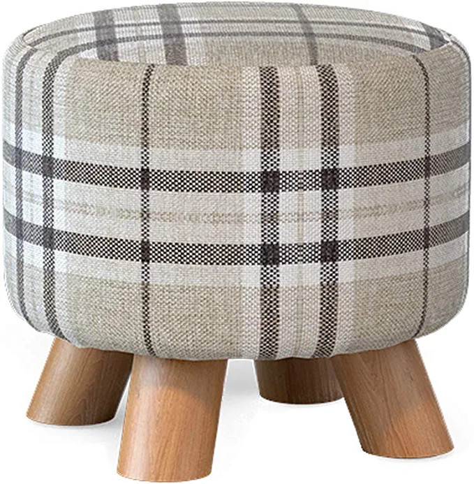 Amazon.com: Footstool Upholstered, Ottoman Pouffe Wooden Legs Round 4 Legs Modern Luxury Chair Si... | Amazon (US)