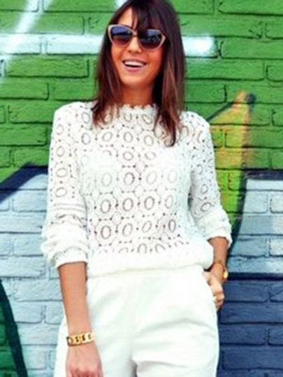 Lace Mock Neck Blouse | SHEIN