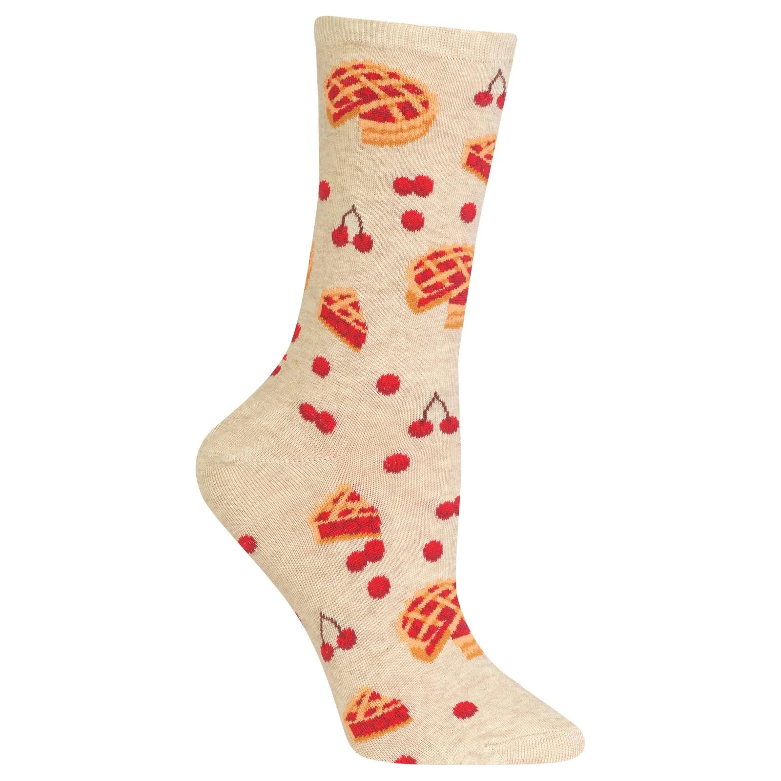 Hot Sox Womens Cherry Pies Crew Socks, Womens Shoe Size 4-10.5, Natural Malange, | Walmart (US)