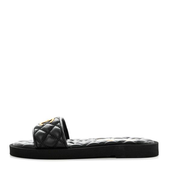 Lambskin Quilted Textured CC Mules Sandals 35 Black | FASHIONPHILE (US)