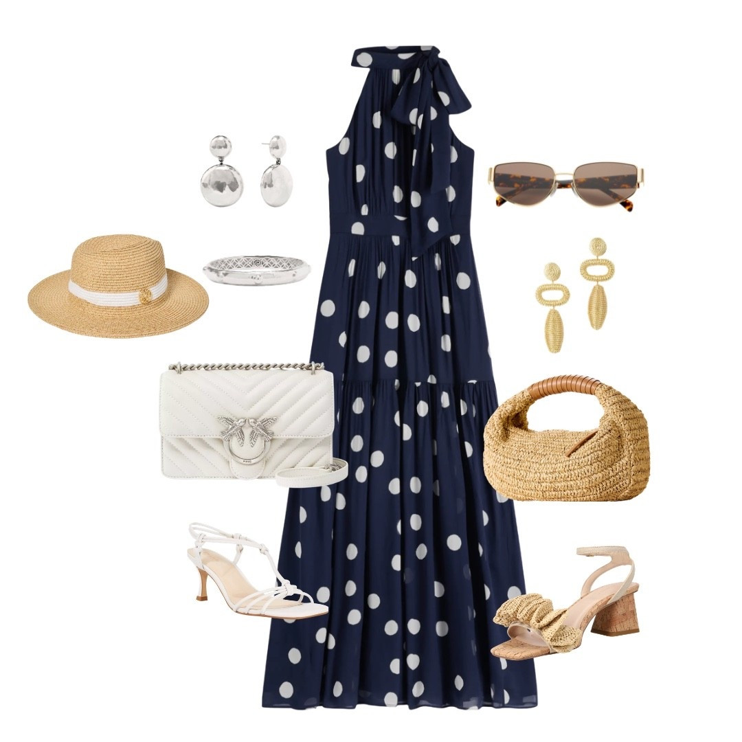 This beautiful navy and white polka dot dress will take you to your next wedding or summer event… have styled it a couple ways to show you the versatility.. halter top and shoulder baring.. ❤️❤️❤️❤️❤️

#LTKOver40 #LTKSeasonal #LTKWedding