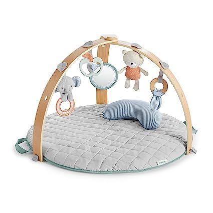 Ingenuity Cozy Spot Reversible Duvet Activity Gym & Play Mat with Wooden Toy bar - Loamy, Ages Ne... | Amazon (US)
