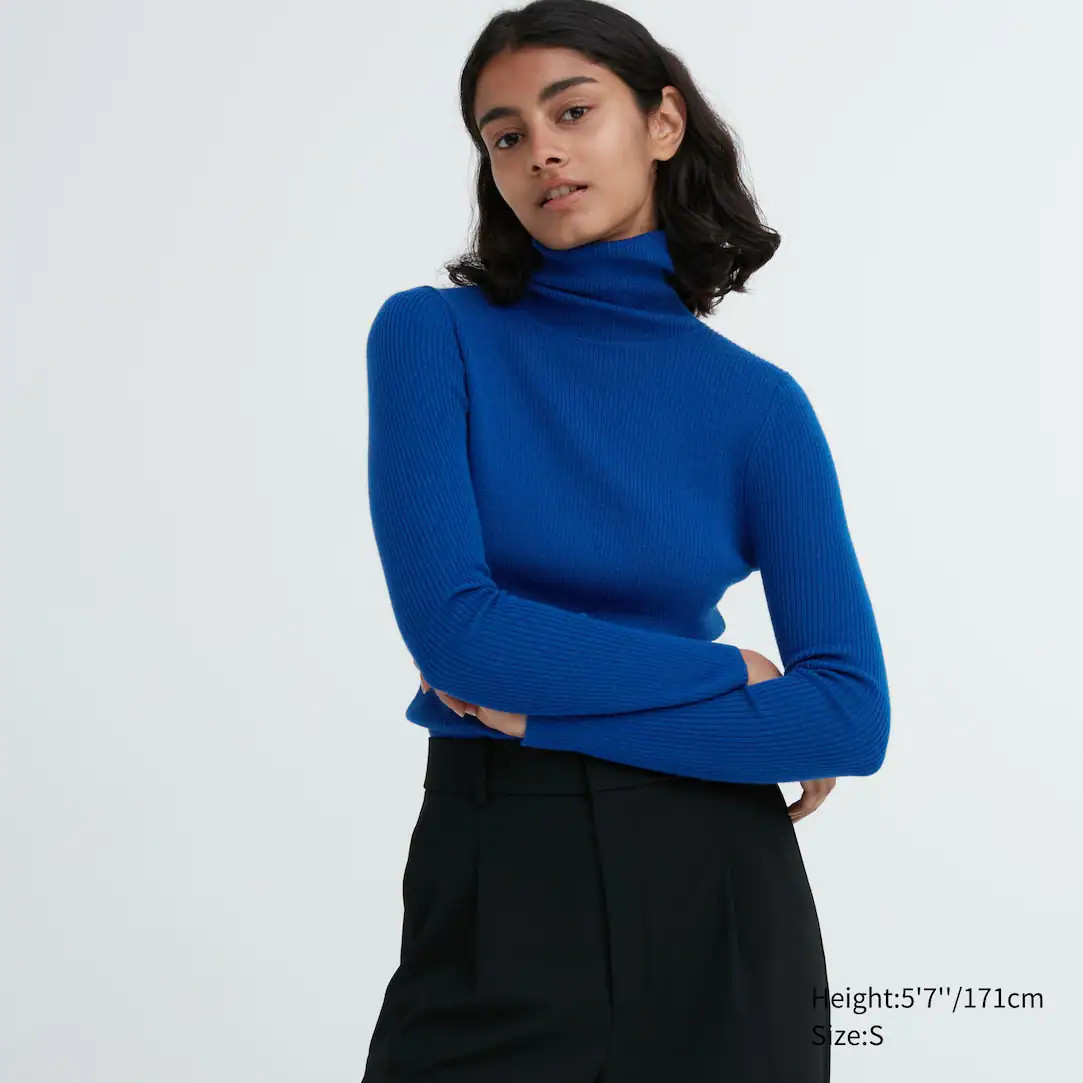 100% EXTRA FINE MERINO RIBBED TURTLENECK JUMPER | UNIQLO (UK)