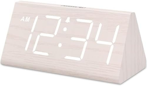 DreamSky Wooden Digital Alarm Clock for Bedroom - Living Room Desk Clock with Large Numbers, Beds... | Amazon (US)