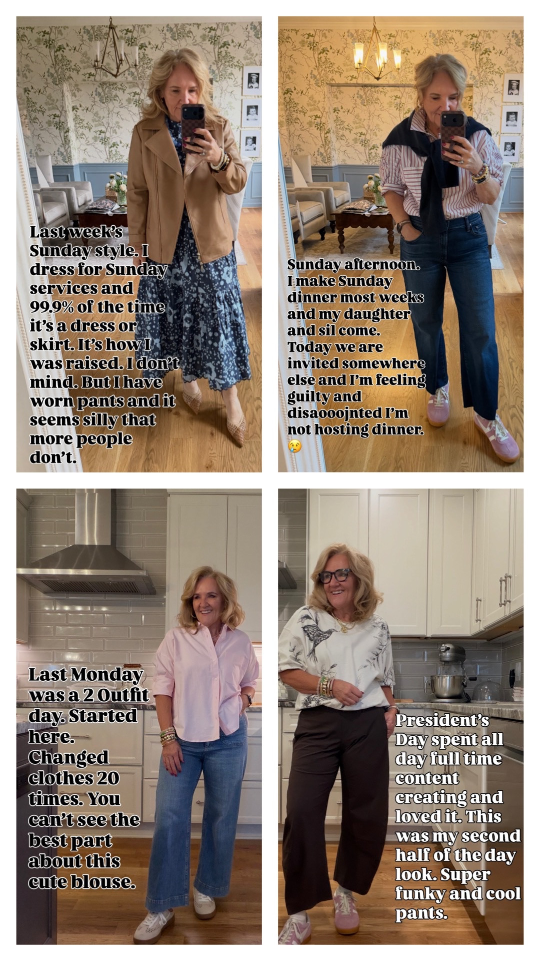 Chicos faux leather blazer size 1.0
Ann Taylor floral blouse size medium
And Taylor floral skirt size medium petite
Anthropologie striped blouse size medium
Boatneck cashmere sweater size medium
Mother Jeans size 29 regular
Pink Oxford size small
Colette jean size 29 regular
Ruti barrel pants perfect for travel size 10 petite. I did size up, even though the website says you could size down.

#LTKPetite #LTKootd #LTKOver40