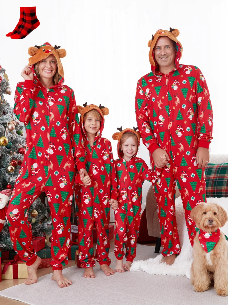 PatPat Family Christmas Pajamas for Women One Piece Red Reindeer Holiday Pjs Gift with Christmas ... | Walmart (US)