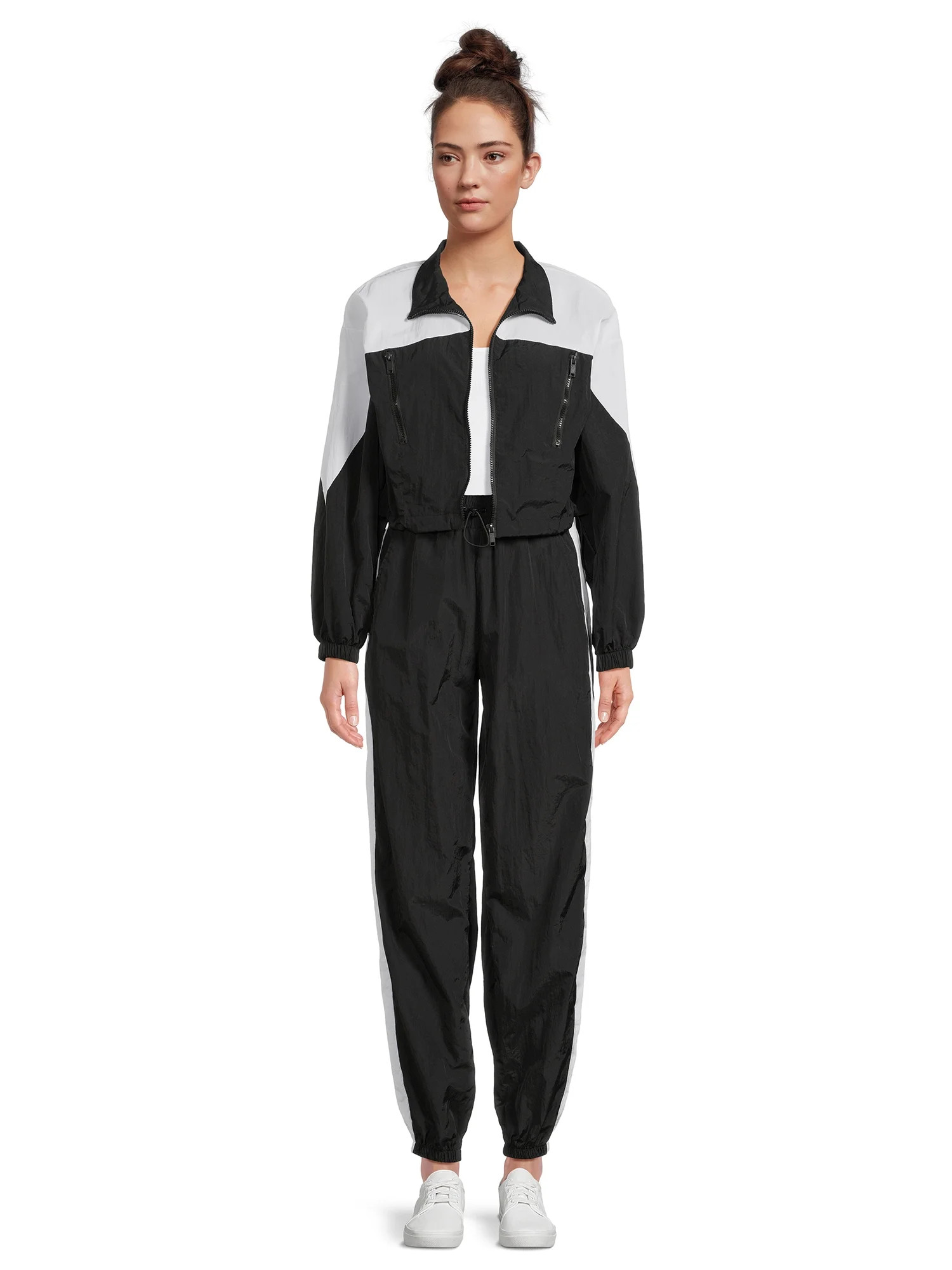 No Boundaries Juniors' Colorblocked Track Jacket and Jogger Pants Set, 2-Piece, Sizes XS-XXXL | Walmart (US)