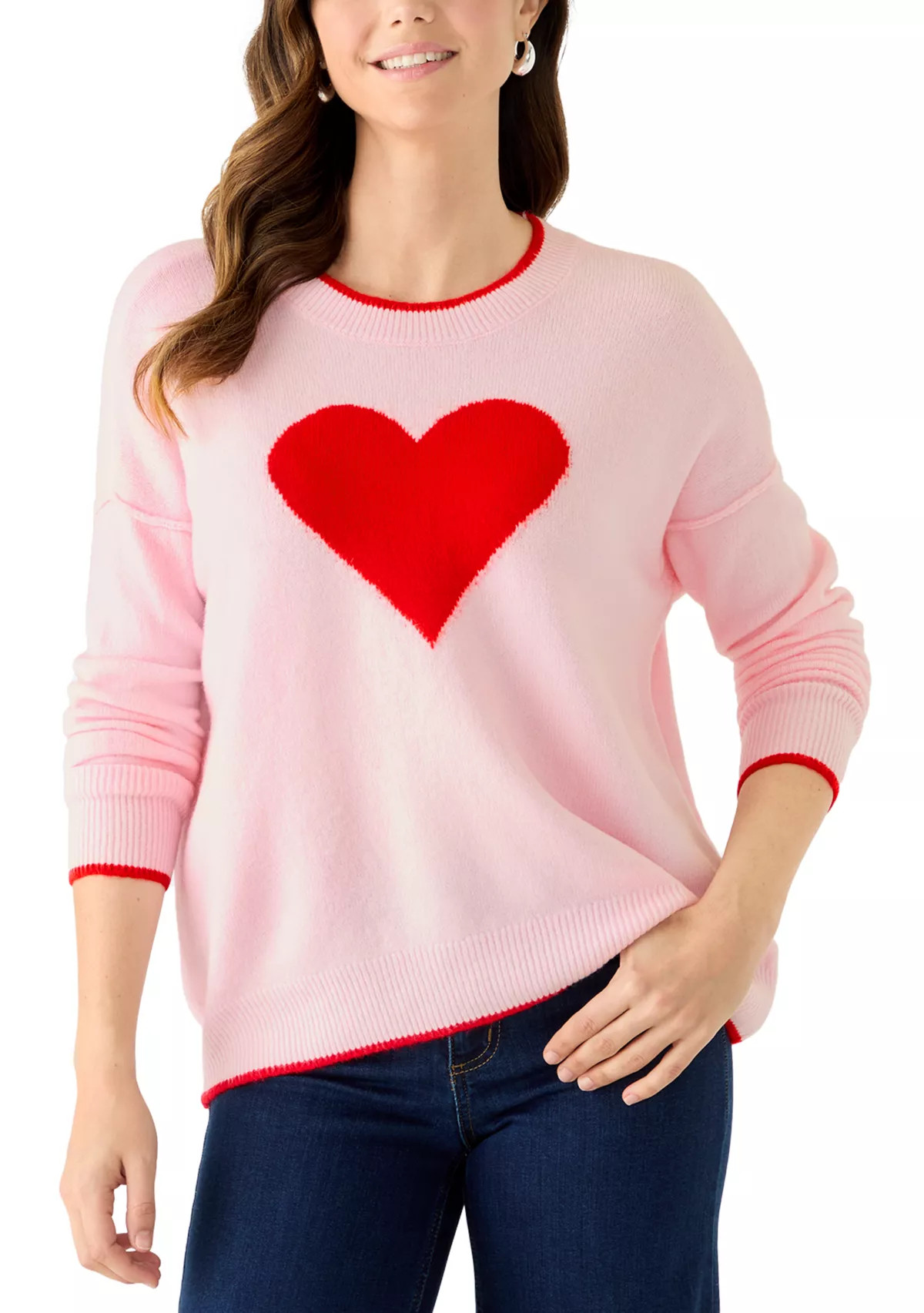 CeCeWomen's Heart Crew Neck Sweater | Belk