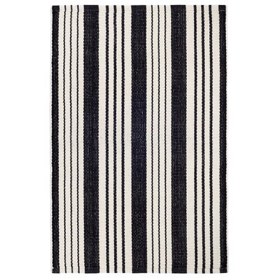 Birmingham Black Handwoven Indoor/Outdoor Rug | Annie Selke