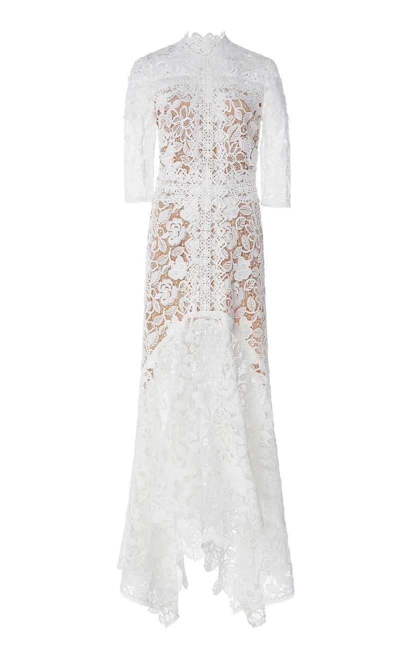 Mock-Neck Guipure Lace Handkerchief Dress | Moda Operandi Global