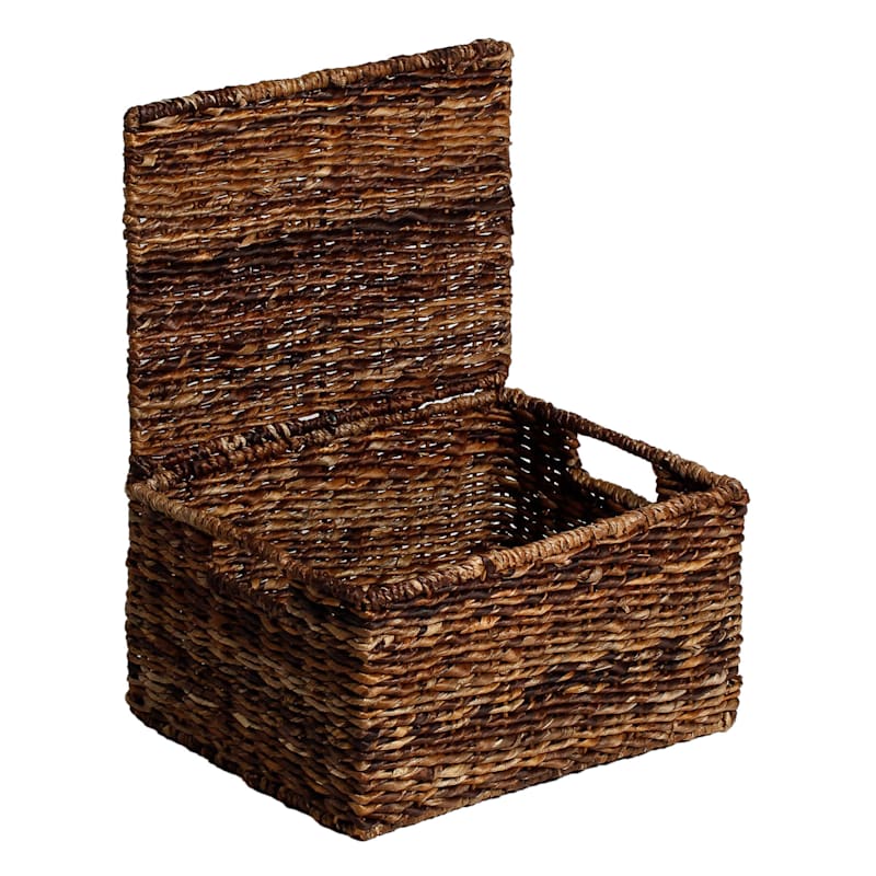 Woven Abaca Storage Basket with Lid, Large | At Home
