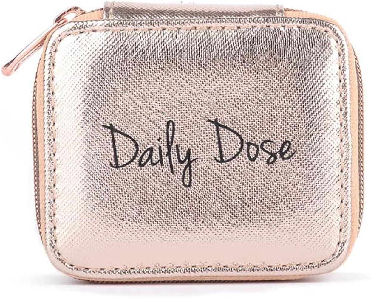 Miamica Zippered Pill Case with 8-Day Removable Plastic Organizer, Rose Gold, 3.5” x 2.75” x ... | Amazon (US)