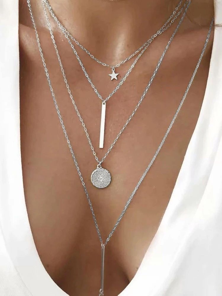 Star & Geometric Charm Layered Necklace | SHEIN