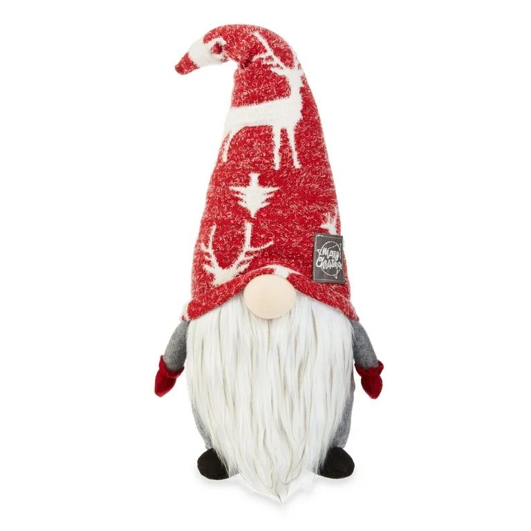 Holiday Time Deer Icon Hat Christmas Gnome, Tabletop Decoration, 18 Inch | Walmart (US)
