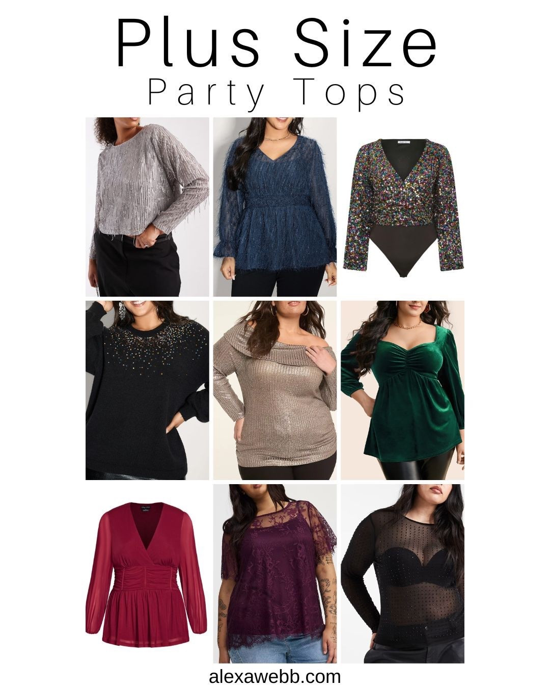 Plus Size Party Tops {with Sleeves} perfect for holiday dinners, holiday parties, and New Year's Eve! Plus size sequin and dressy tops for parties. Alexa Webb #plussize

#LTKHoliday #LTKMidsize #LTKPlusSize