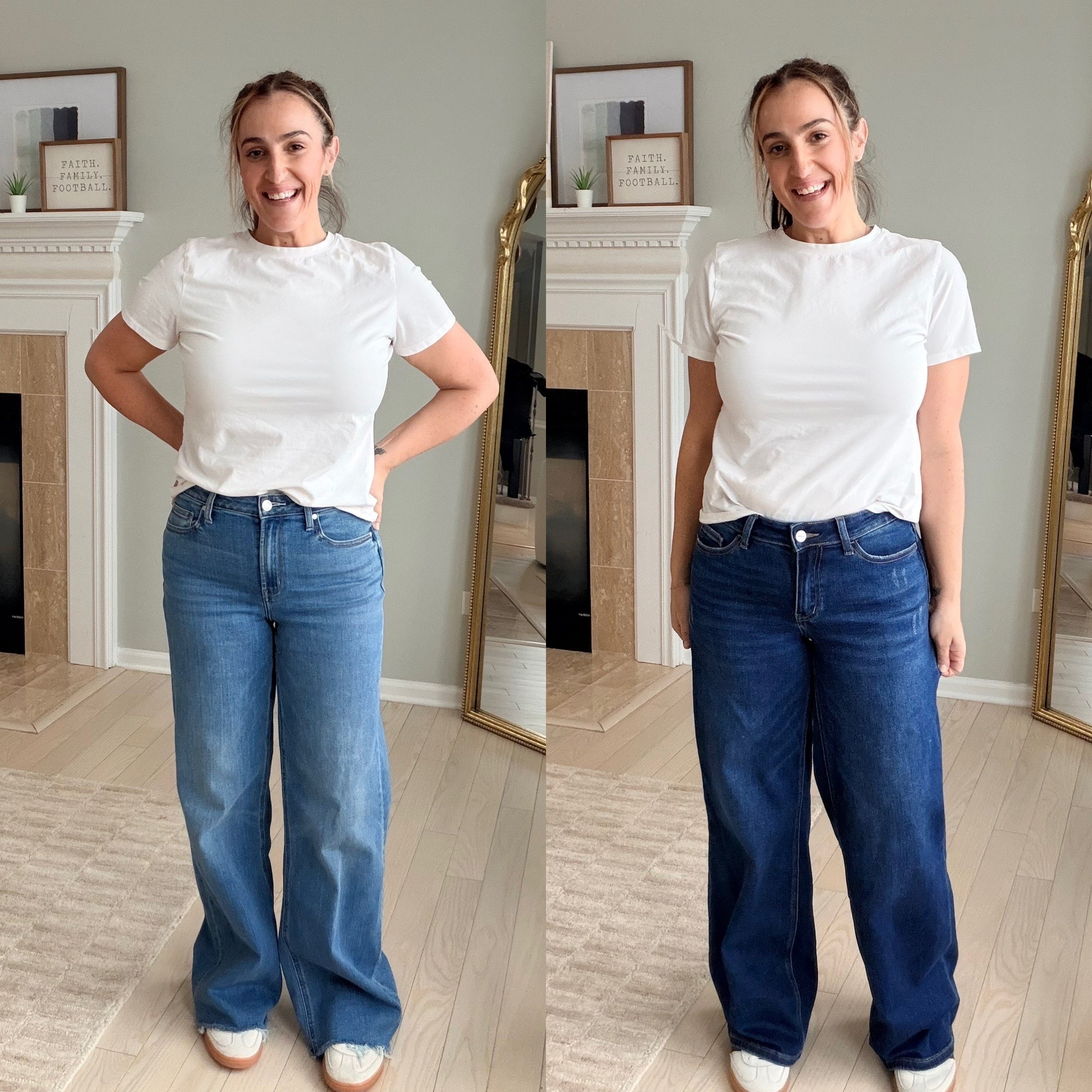 The quince jeans I would size down if in between if not true! 
The oneso jeans I would size down no matter what! 

#LTKootd #LTKOver40 #LTKmomlife