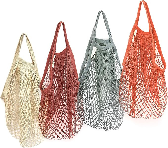 EKOLOJEE Reusable Grocery Shopping Bag, Fruits and Vegetable Net Bag, 4 Pack! Made from GOTS-Cert... | Amazon (US)