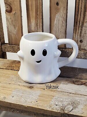 Threshold Stoneware Smiling White Ghost Coffee Mug 10oz Target Halloween | eBay AU