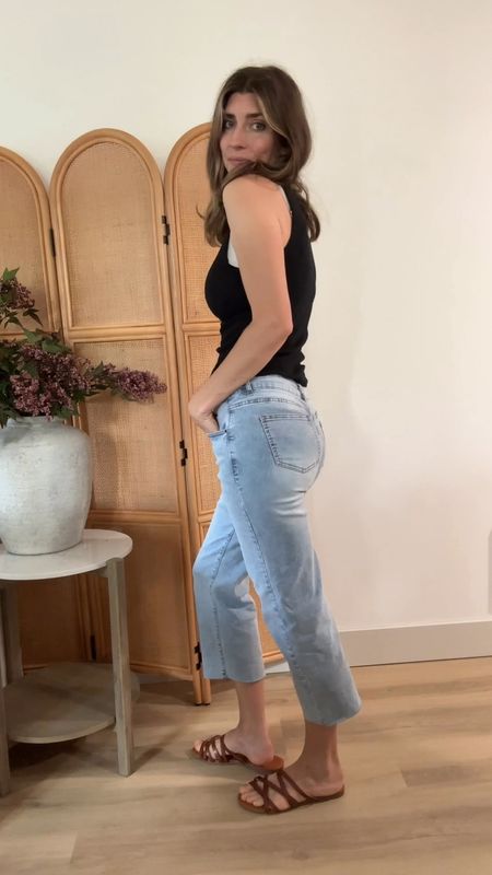 Casual summer style is here. I found the best cropped wide leg jeans that are stretchy and flattering. The sandals and top are so good and come in so many colors! 

#LTKSummerSales #LTKFindsUnder50 #LTKVideo