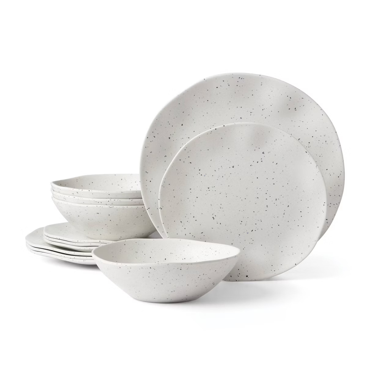 Oneida 12pc Melamine Dinnerware Set Terrazzo Cream: Off-White Abstract Pattern, Service for 4, In... | Target